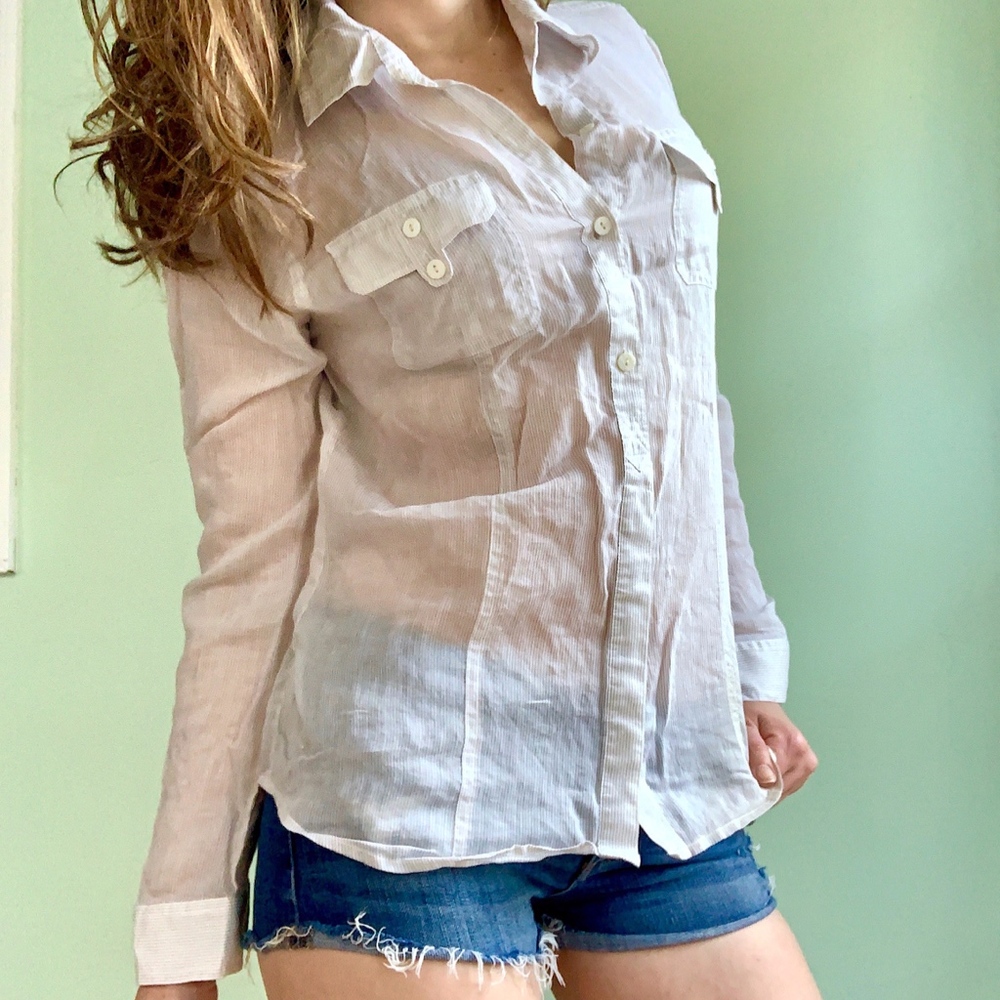 Chico's Medium Sheer Silk/Cotton Button Up Top - Picture 3 of 6